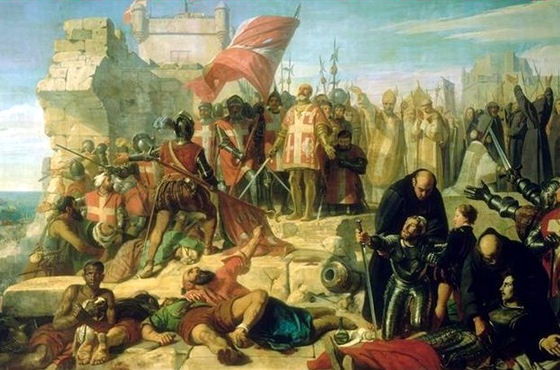 Ла Валет и рицарите благодарят на Бог след изтеглянето на османците