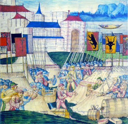 Швейцарците плячкосват Бургундския лагер при Грансон.